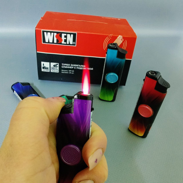 Зажигалка - антистресс спиннер газовая с подсветкой Wisen / SPINNER Turbo